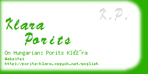 klara porits business card